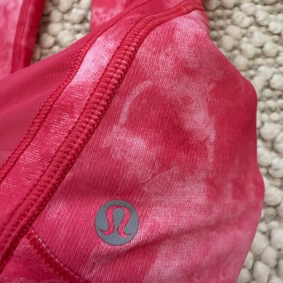 Lululemon Sun Runner Crop Pink Tie Dye Athletic Leggings Size 6 - Picture 4 of 9